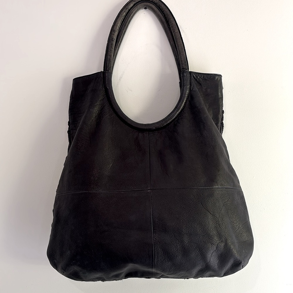 Anthropologie Illona Lattice‎ Black Leather Shoulder Bag - Picture 8 of 15